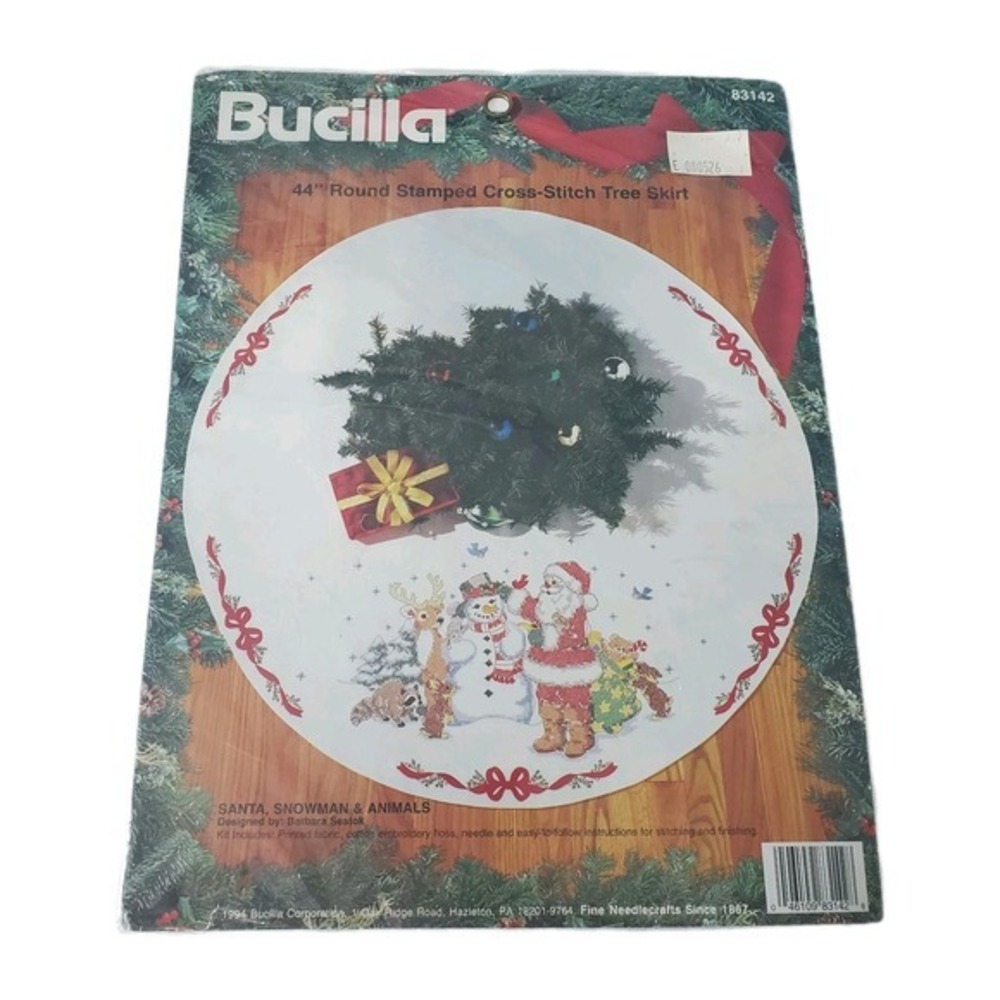 Bucilla Tree Skirt Kit Cross Stitch 44" Santa Snowman Animals NEW